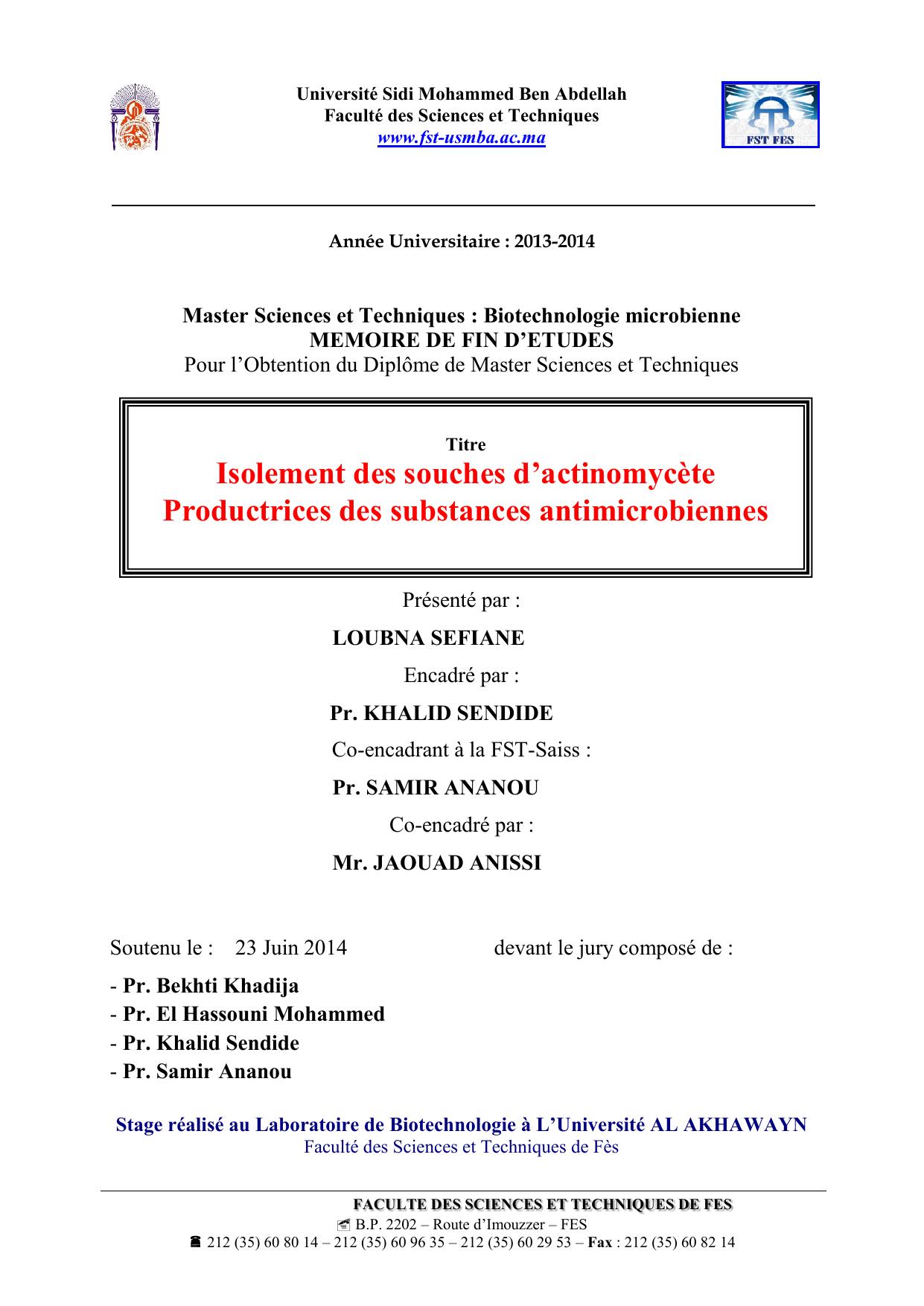 Isolement des souches d’actinomycète Productrices des substances antimicrobiennes