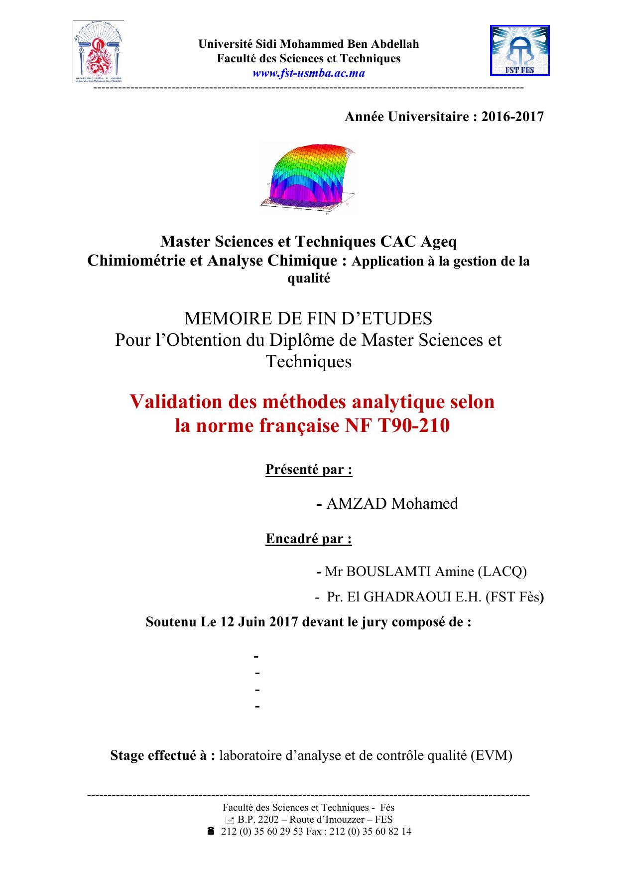 Validation des méthodes analytique selon la norme française NF T90-210