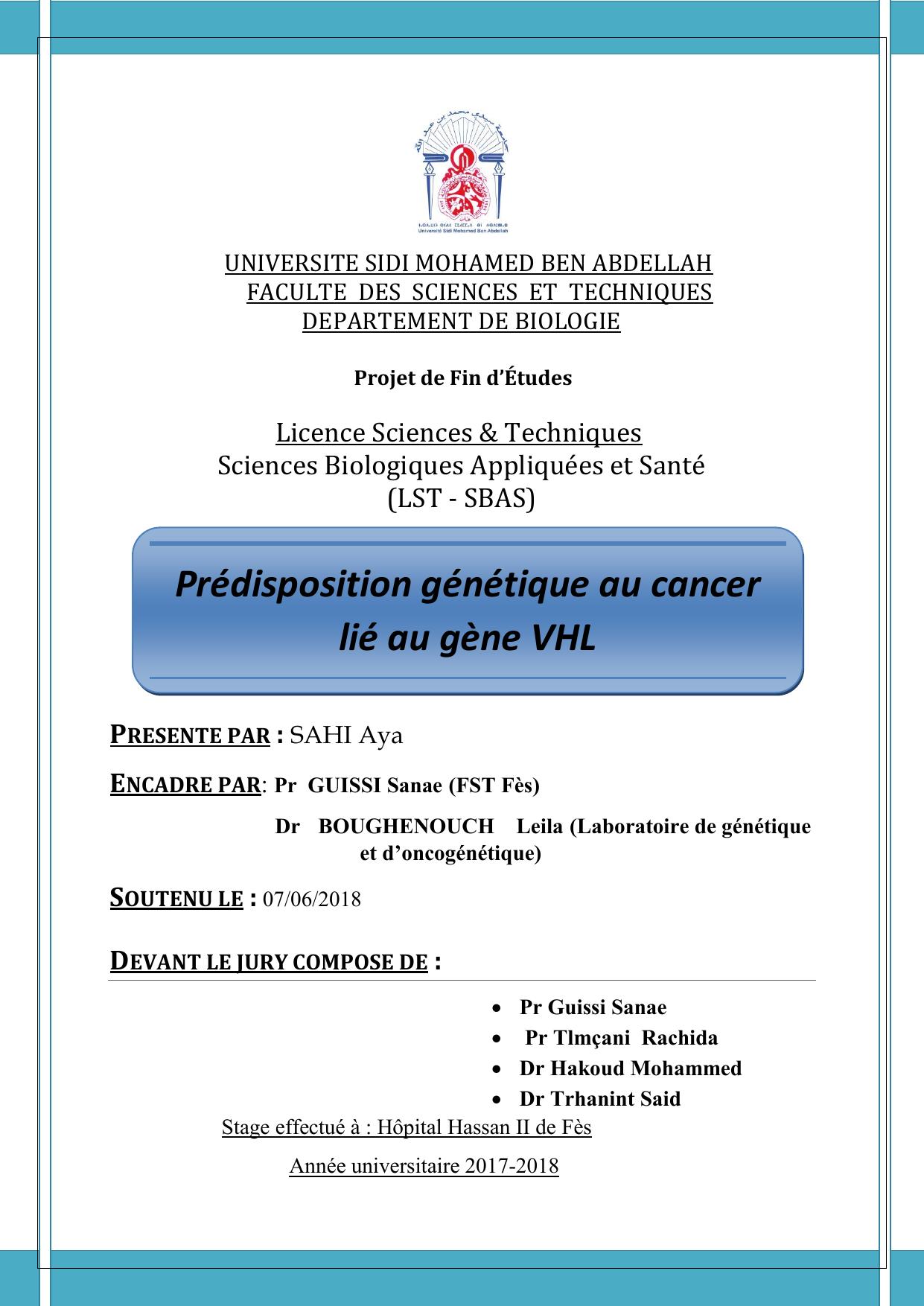 Prédisposition génétique au cancer lié au gène VHL