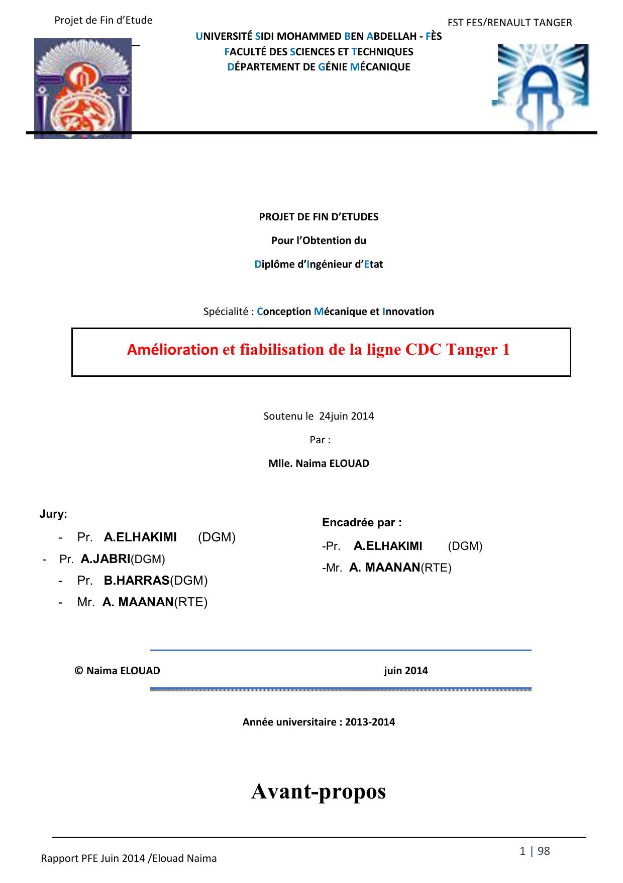 Amélioration et fiabilisation de la ligne CDC Tanger 1