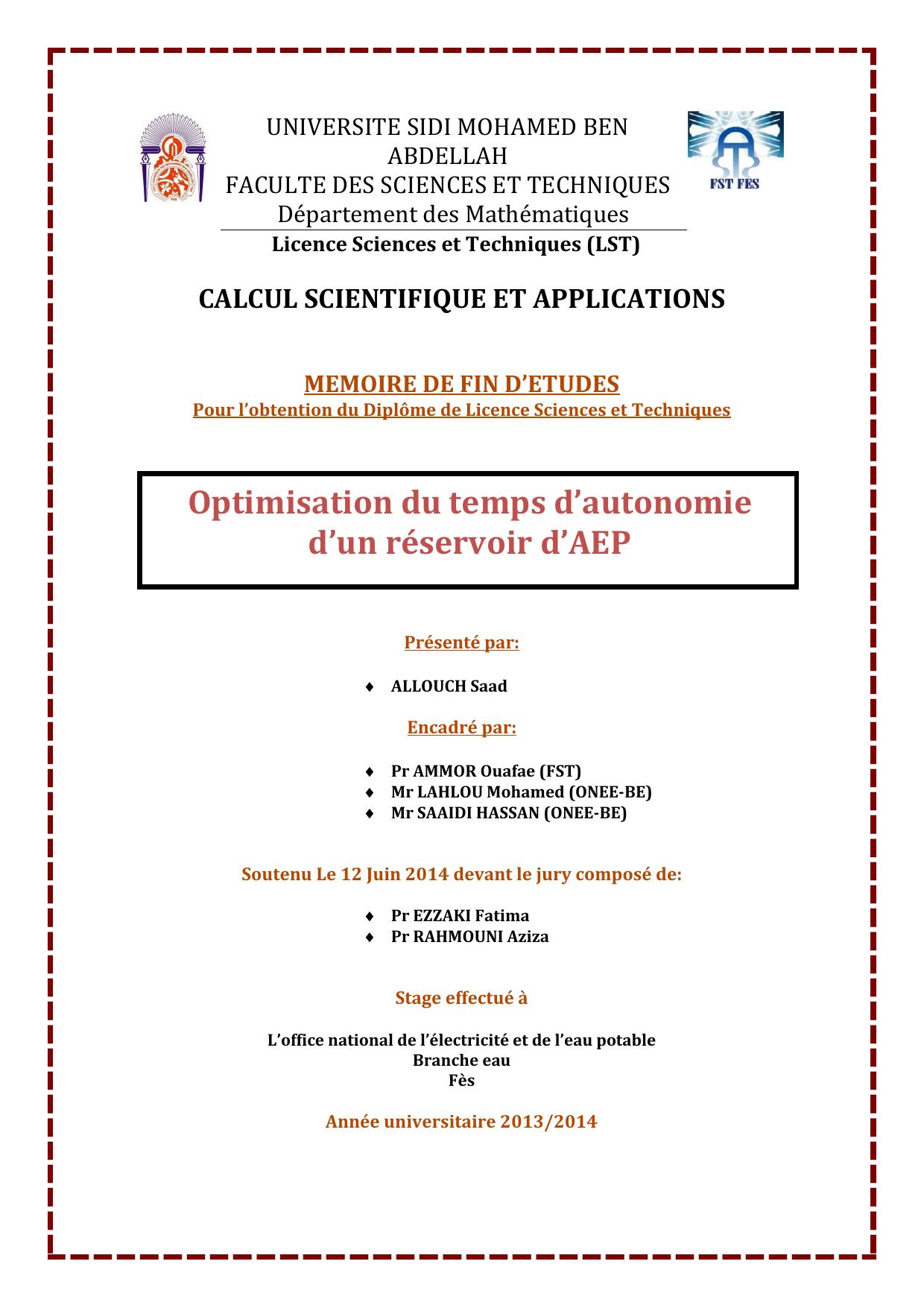 Optimisation du temps d’autonomie d’un réservoir d’AEP