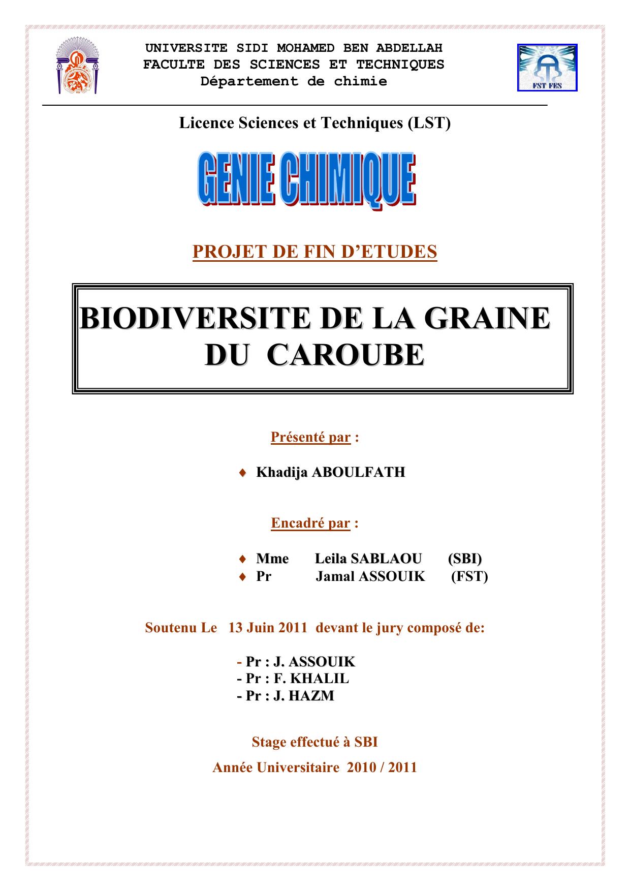 BIODIVERSITE DE LA GRAINE DU CAROUBE