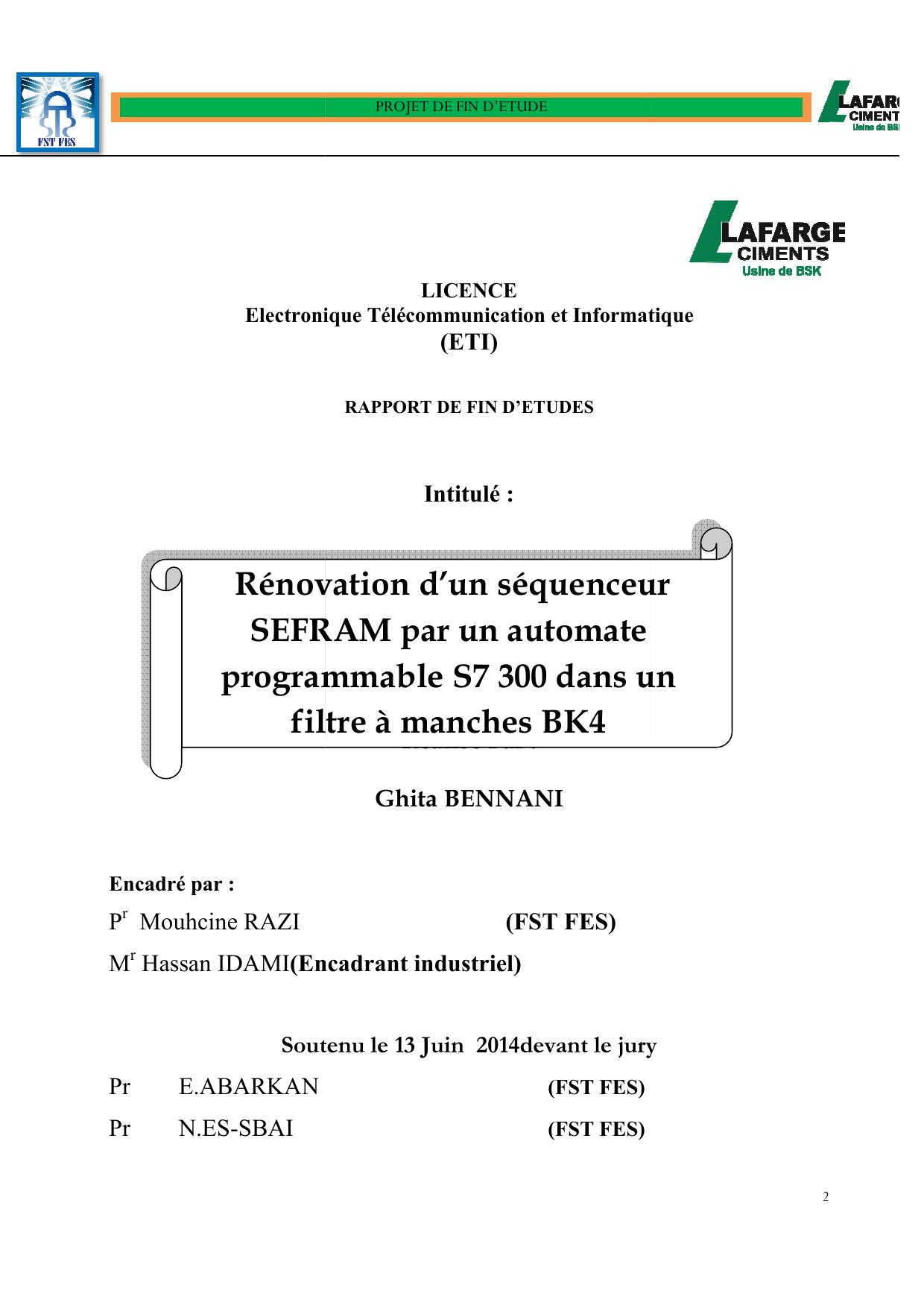 Rénovation d’un séquenceur SEFRAM par un automate programmable S7 300 dans un filtre à manches BK4