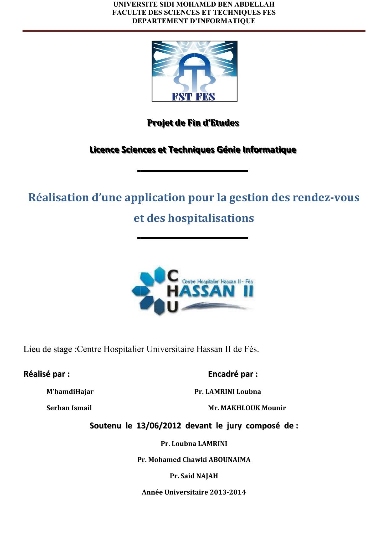 Réalisation d’une application pour la gestion et des hospitalisations