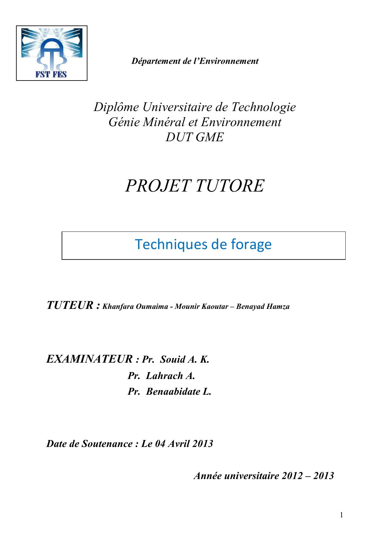 Techniques de forage