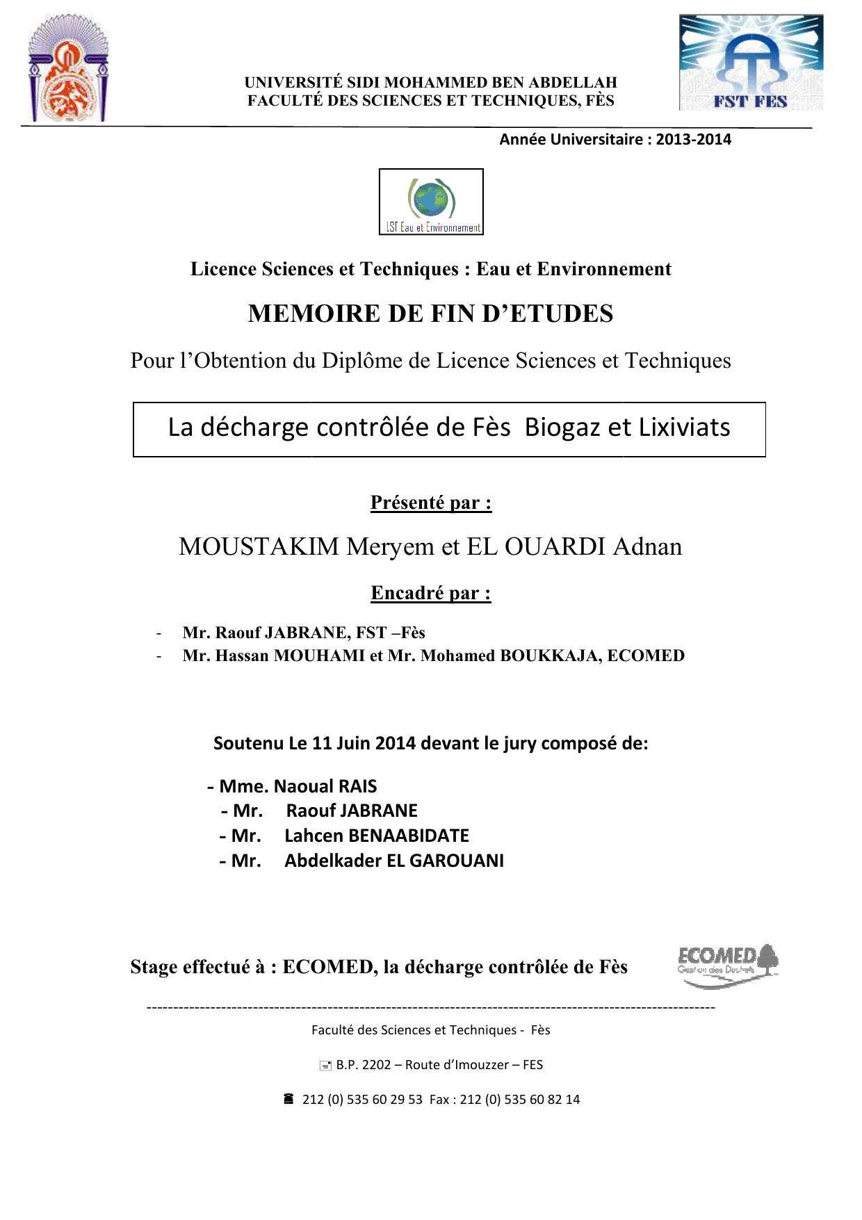 La décharge contrôlée de Fès Biogaz et Lixiviats