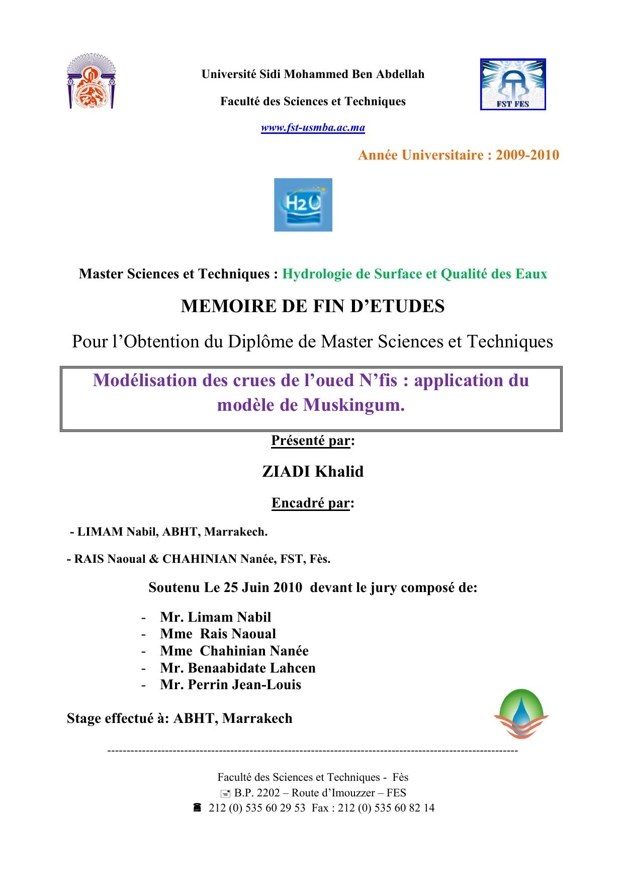 Modélisation des crues de l’oued N’fis : application du modèle de Muskingum