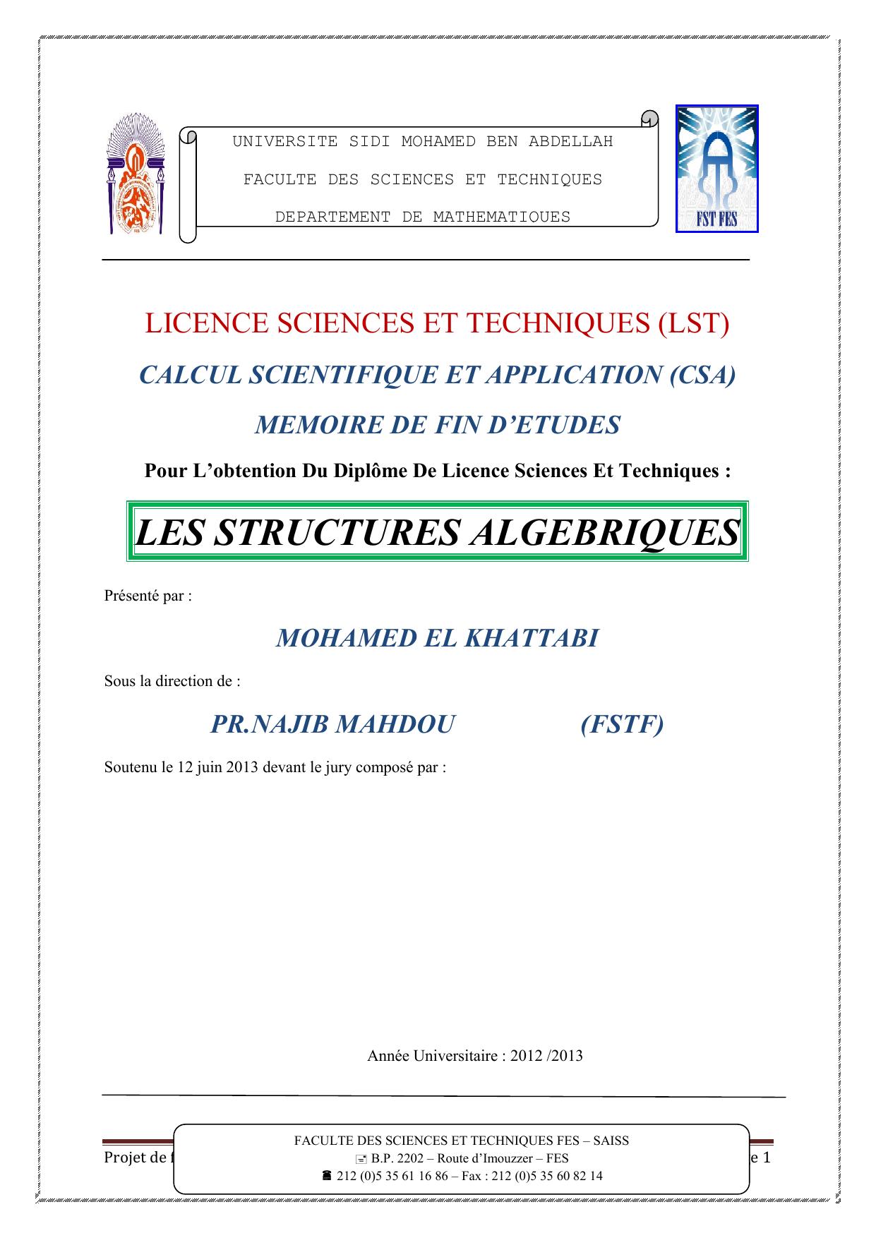 Les structures algebriques