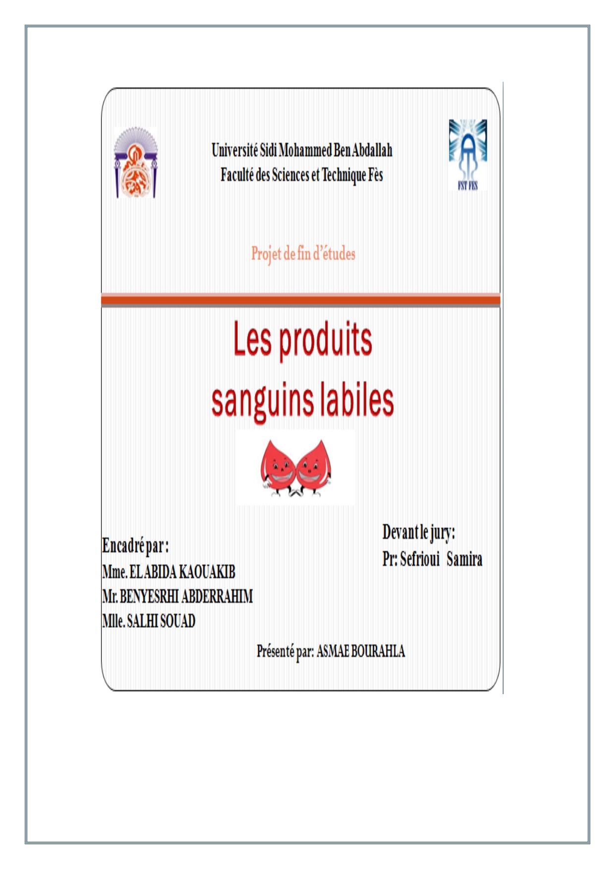 Les produits sanguin labiles