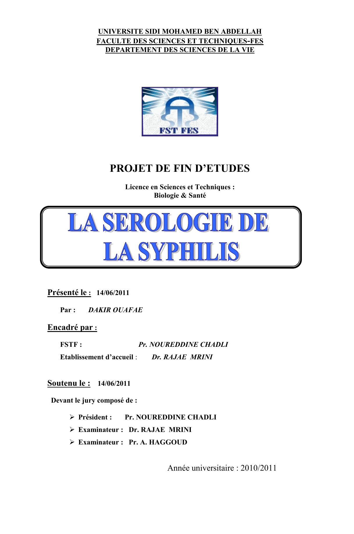 Le sérologie de la Syphilis