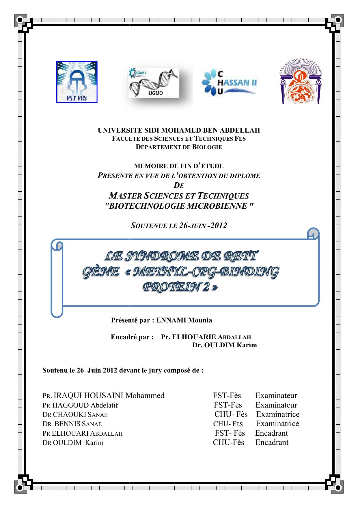 Le syndrôme de Reit Gène "Méthyl-CPG-Binding Protein 2"