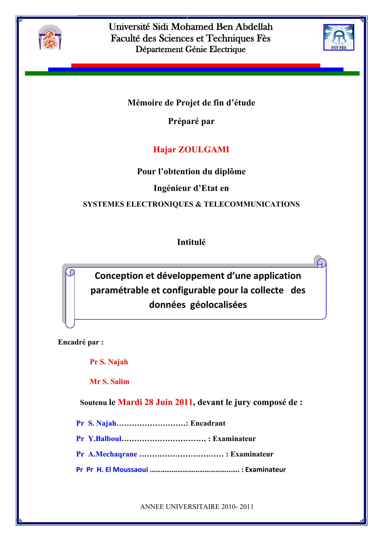 Conception et développement d’une application paramétrable et configurable pour la collecte des données géolocalisées