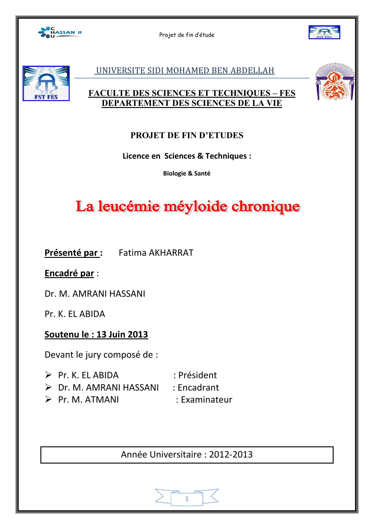 La leucemie meyloide chronique