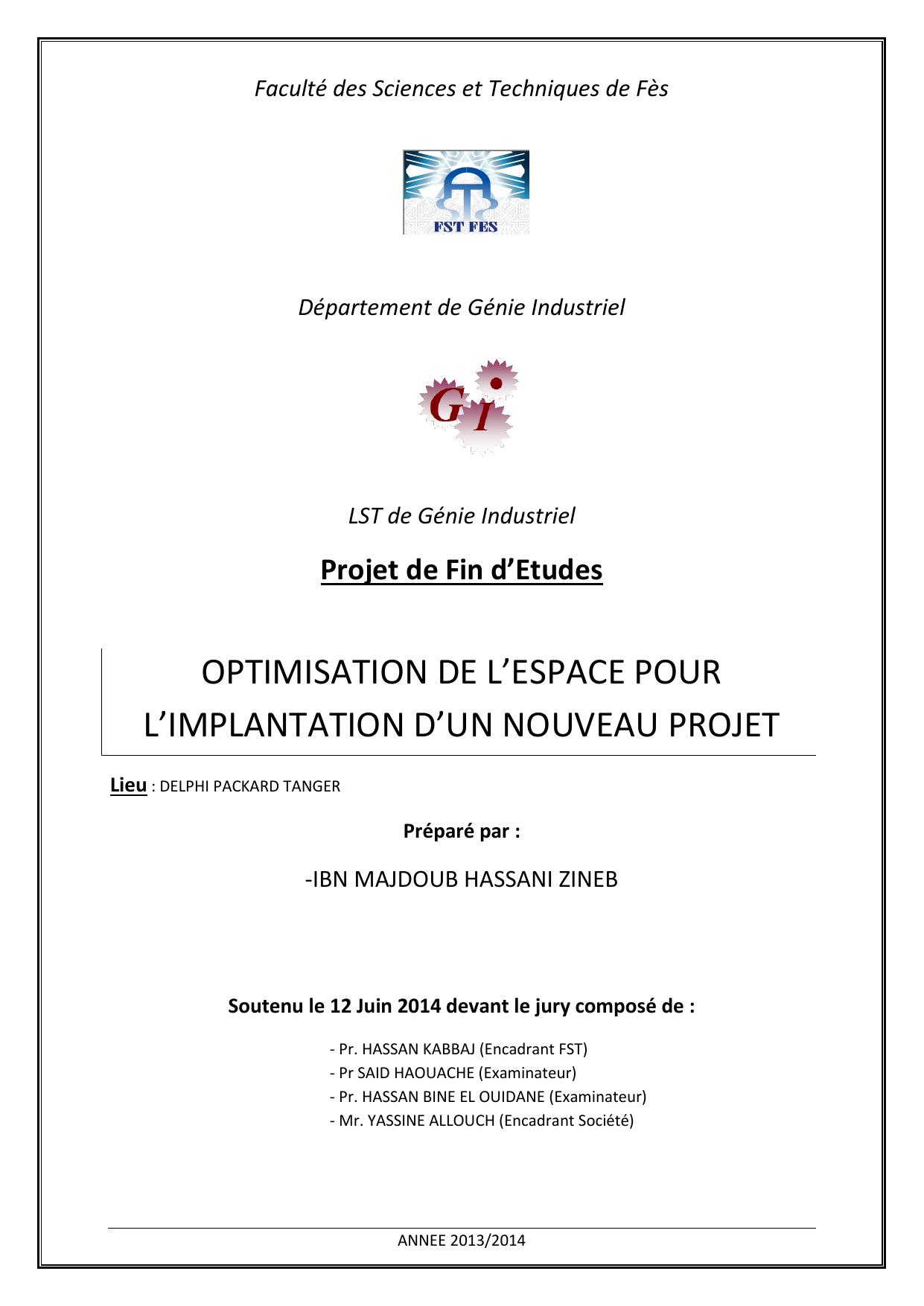 OPTIMISATION DE L’ESPACE POUR L’IMPLANTATION D’UN NOUVEAU PROJET