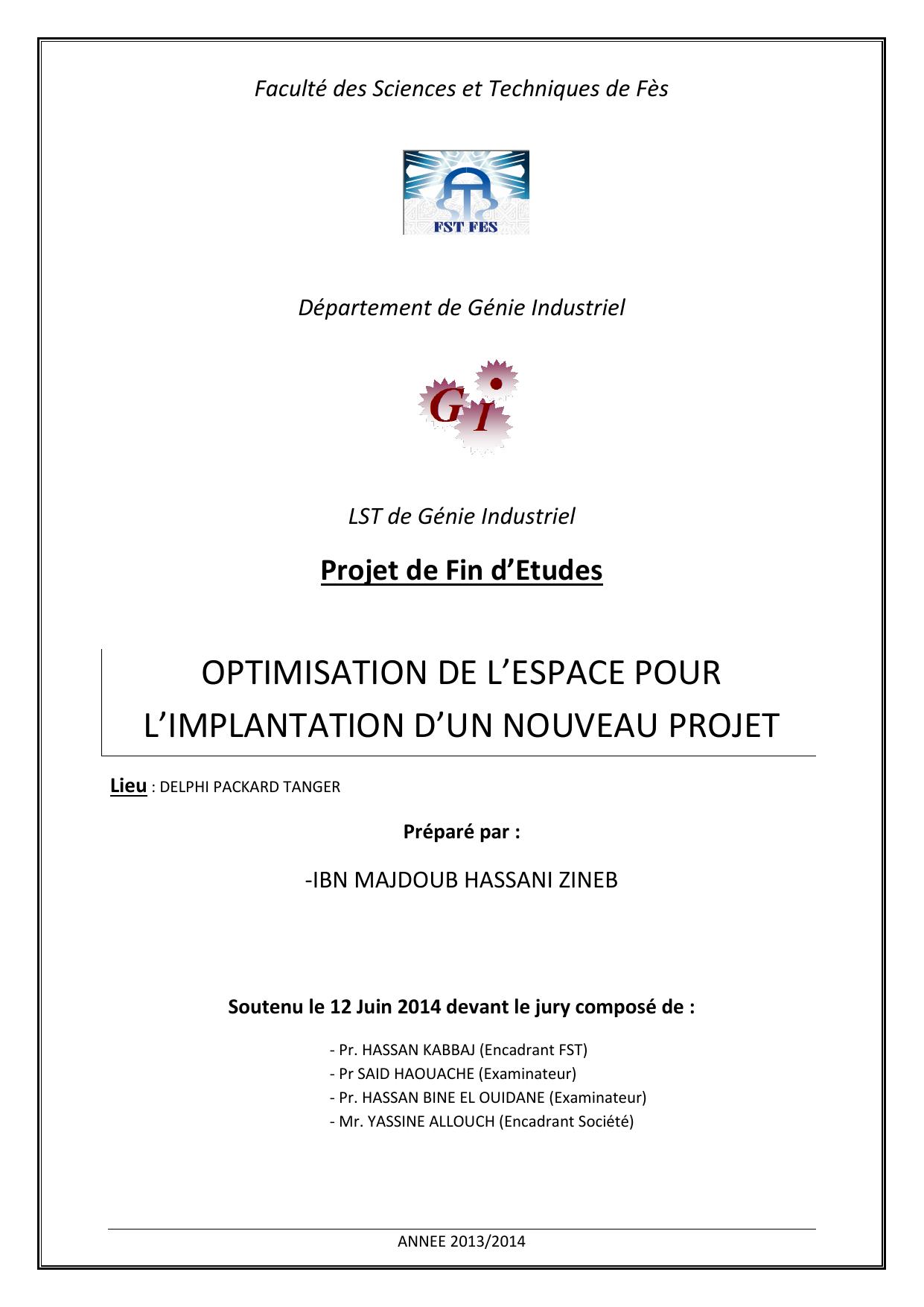 OPTIMISATION DE L’ESPACE POUR L’IMPLANTATION D’UN NOUVEAU PROJET