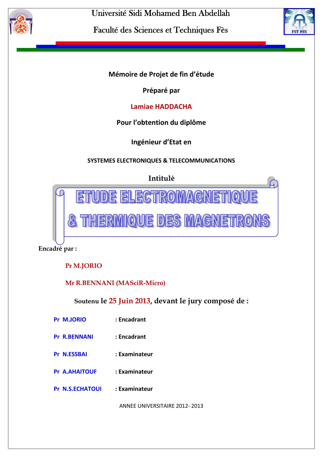 Etude electromagnétique et thermique des magnétrons