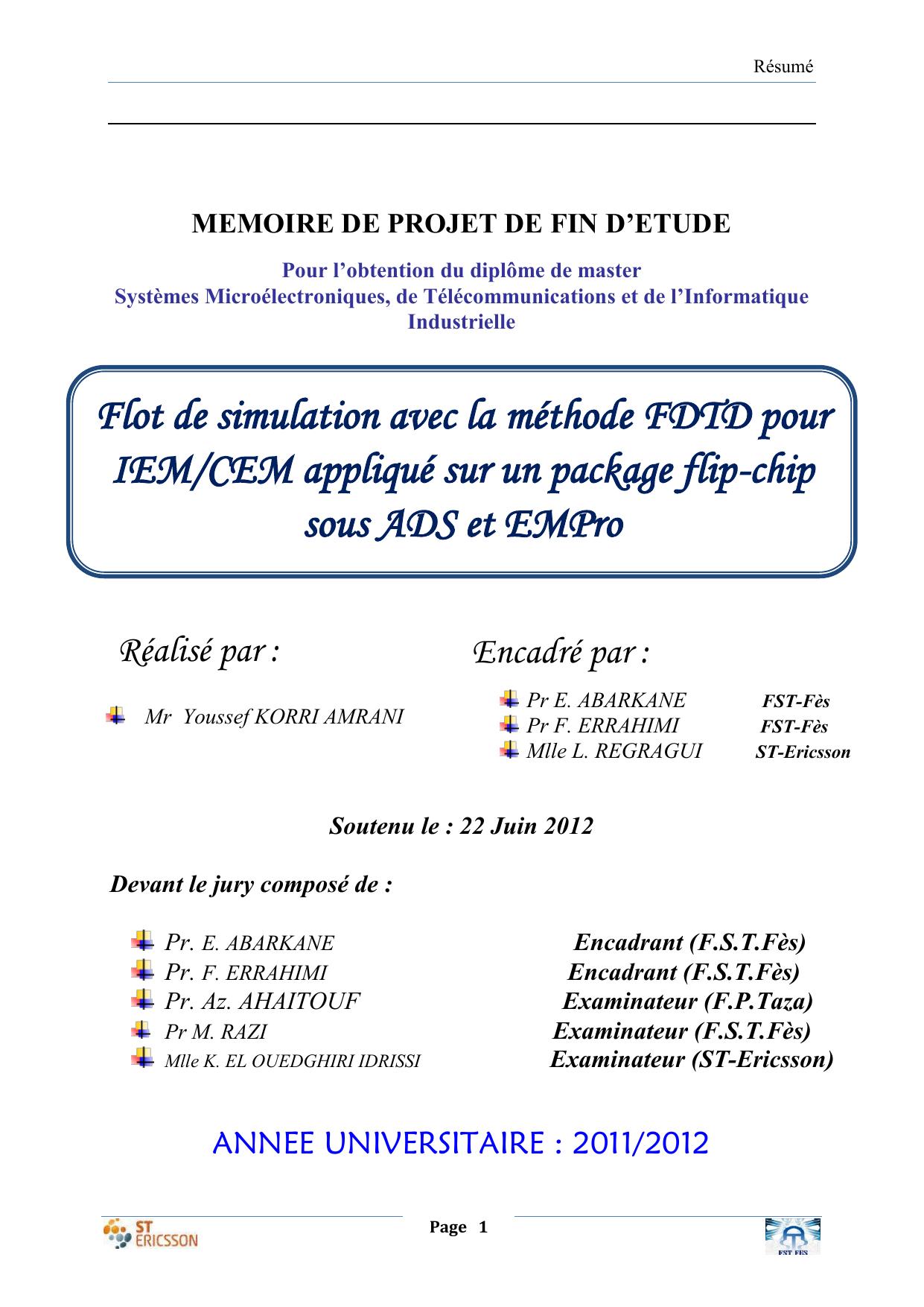 Flot de simulation avec la méthode FDTD pour IEM/CEM appliqué sur un package flip-chip sous ADS et EMPro