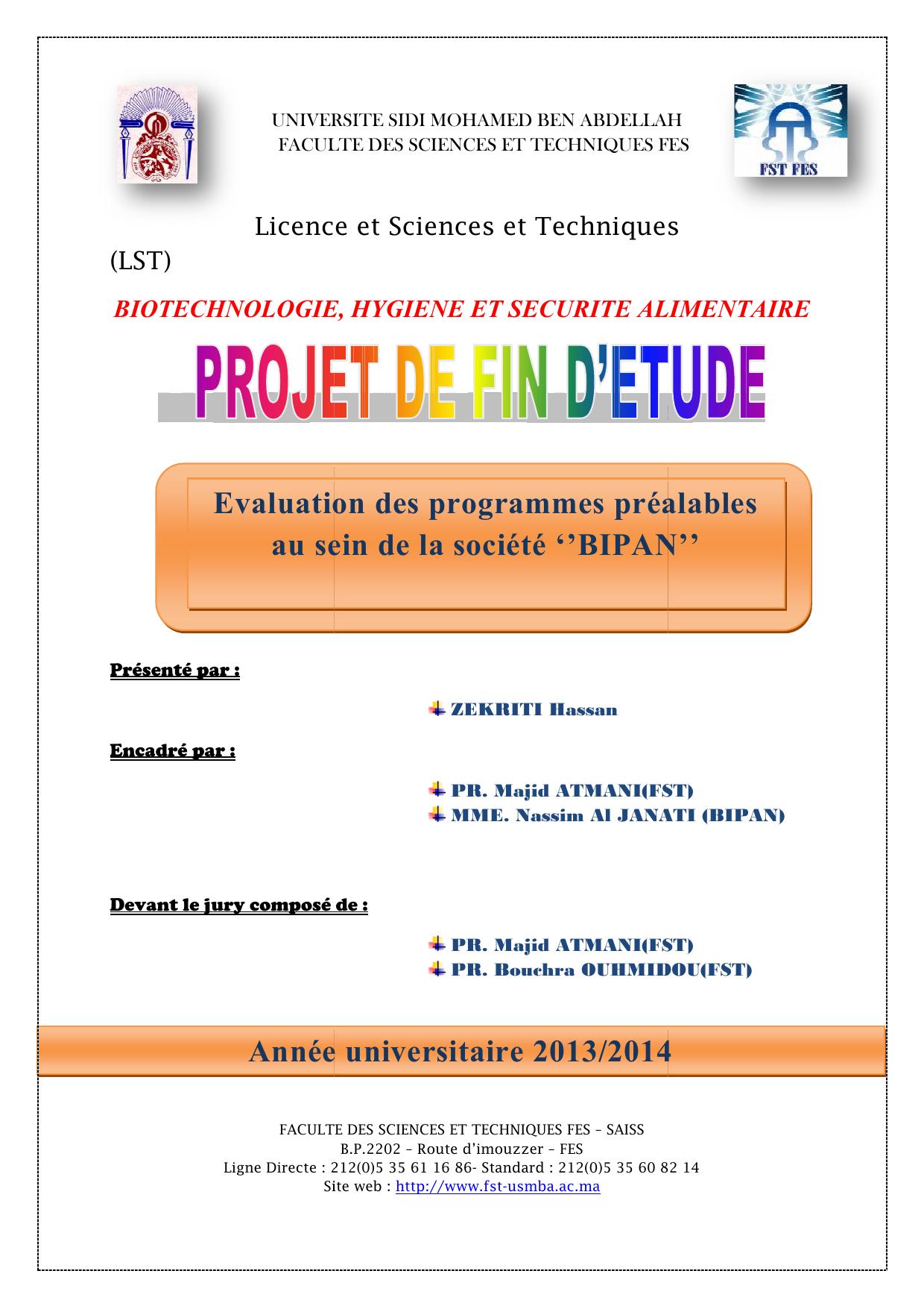 Evaluation des programmes ,préalables au sein de la société "BIPAN"