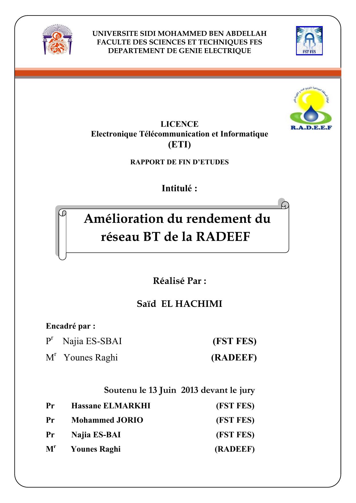 Amélioration du rendement du réseau BT de la RADEEF