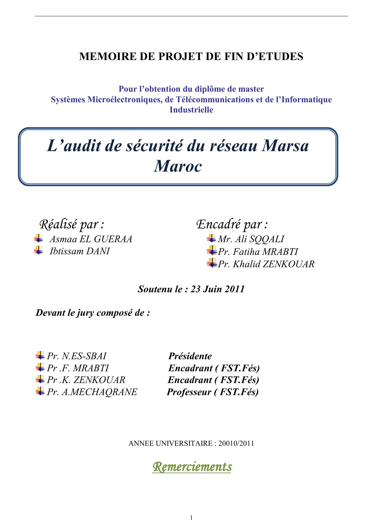 L’audit de sécurité du réseau Marsa Maroc