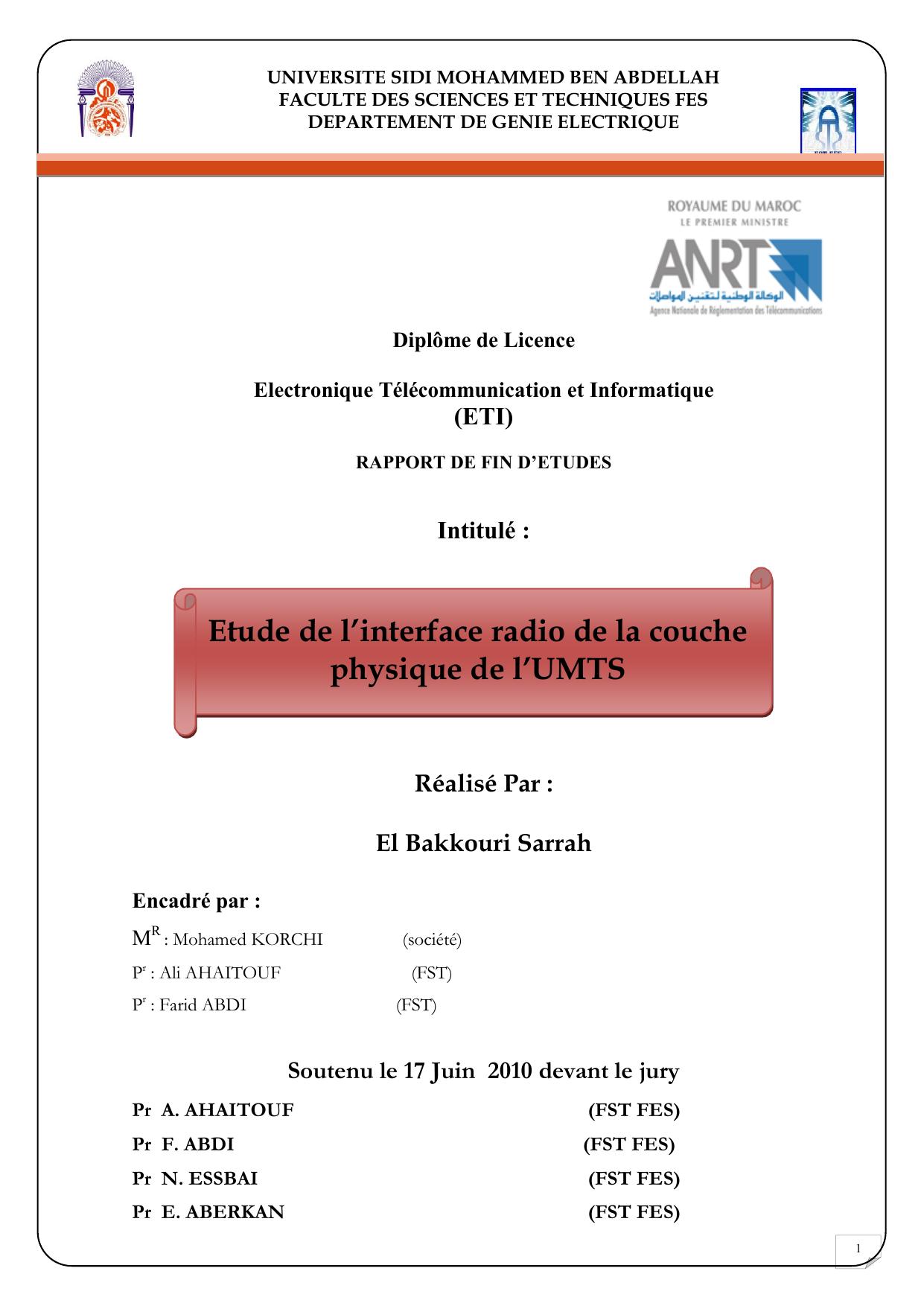 Etude de l’interface radio de la couche physique de l’UMTS