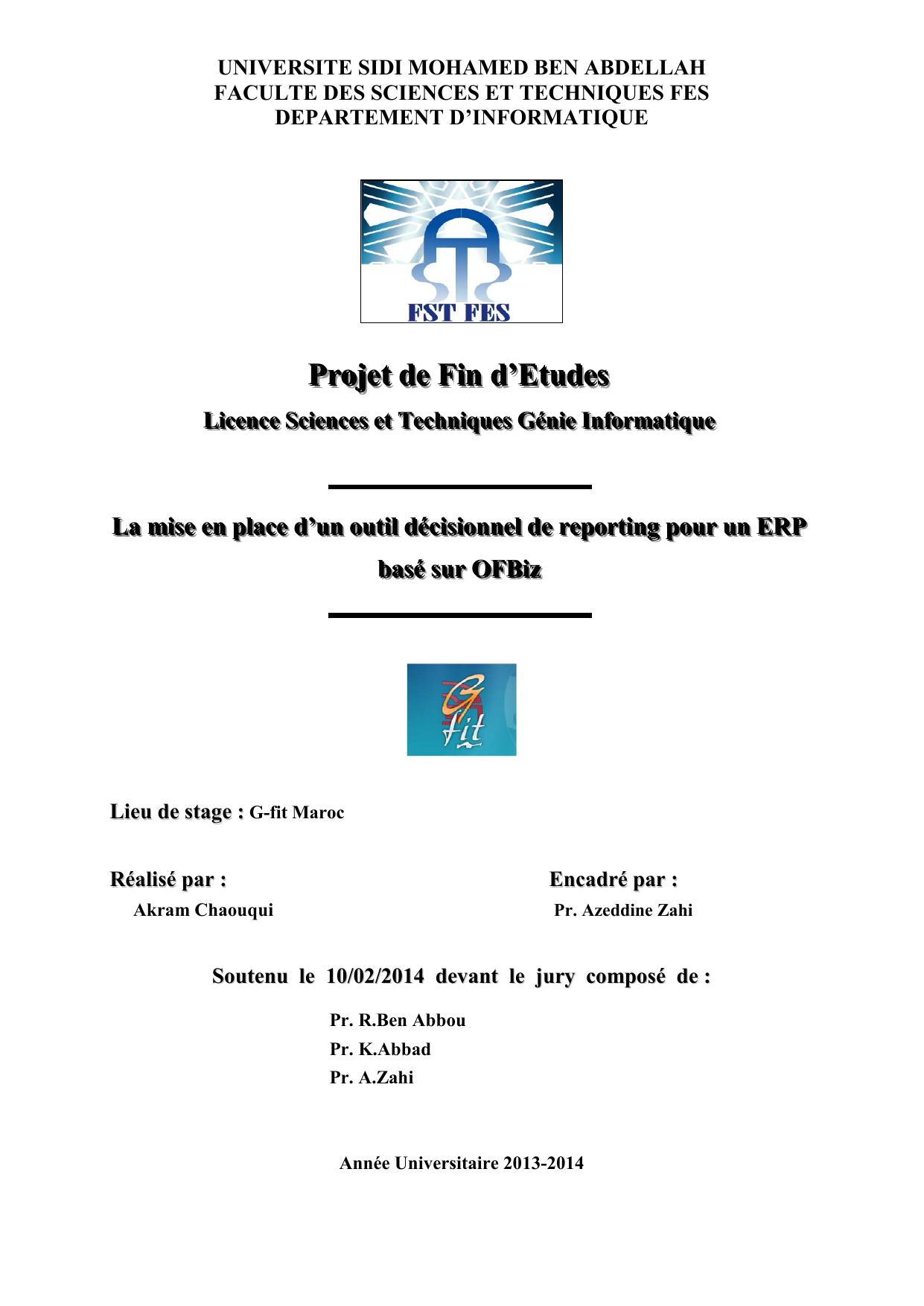 La mise en place d'un outil décisionnel de reporting pour un ERP basé sur OFBiz