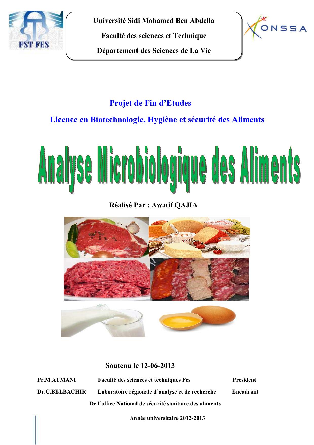 Analyses microbiologique des aliments