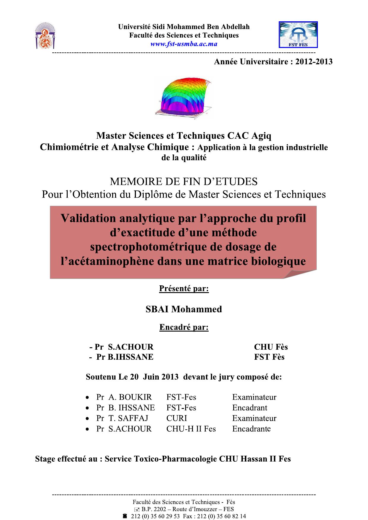 Validation analytique par l'approche du profil d'exactitude d'une méthode spectrophotométrique de dosage de l'acétaminophène dans une matrice biologique