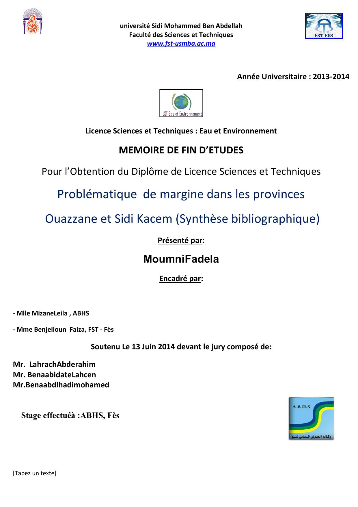 Problématique de margine dans les provinces Ouazzane et Sidi Kacem (Synthèse bibliographique)