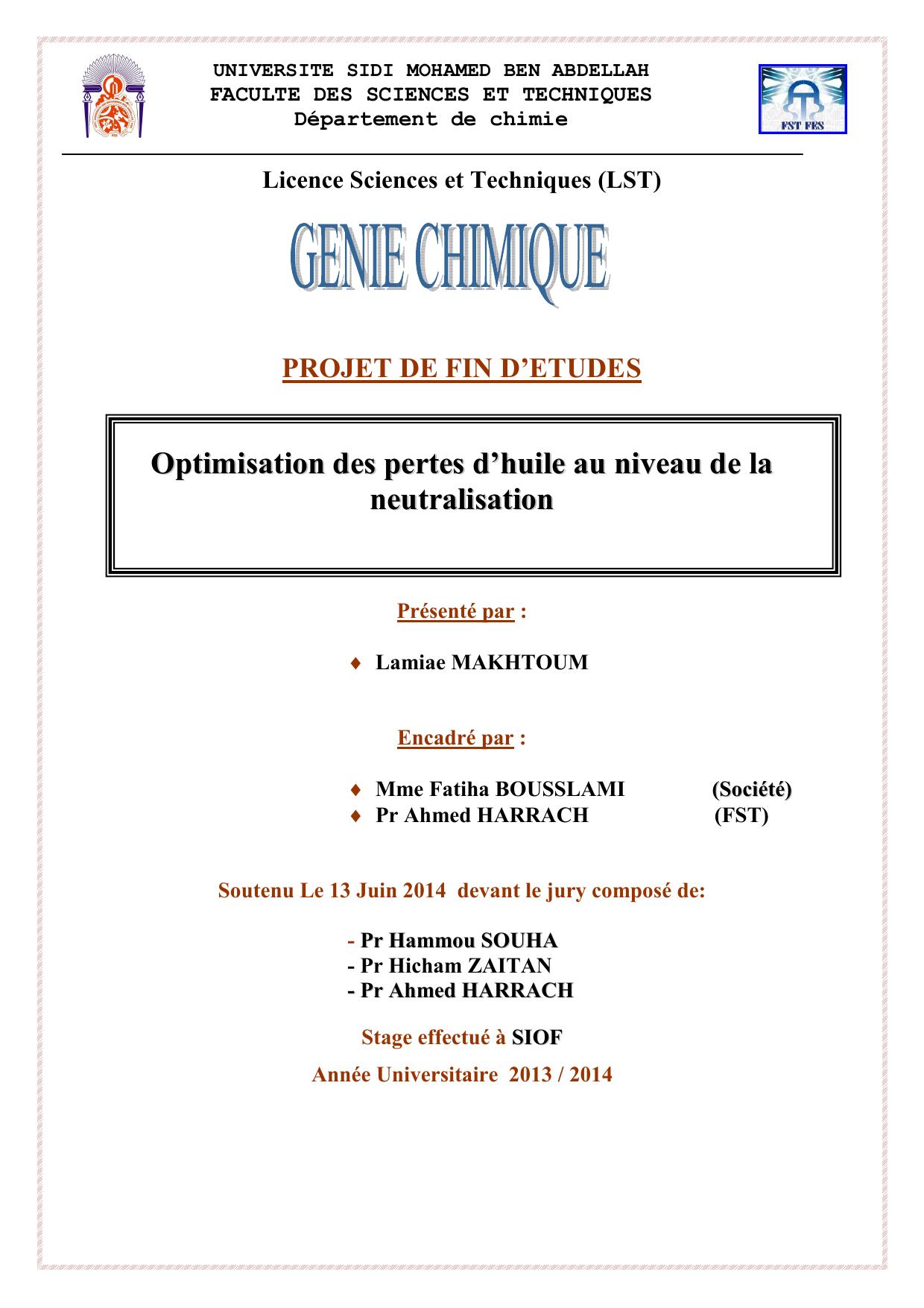 Optimisation des pertes d’huile au niveau de la neutralisation