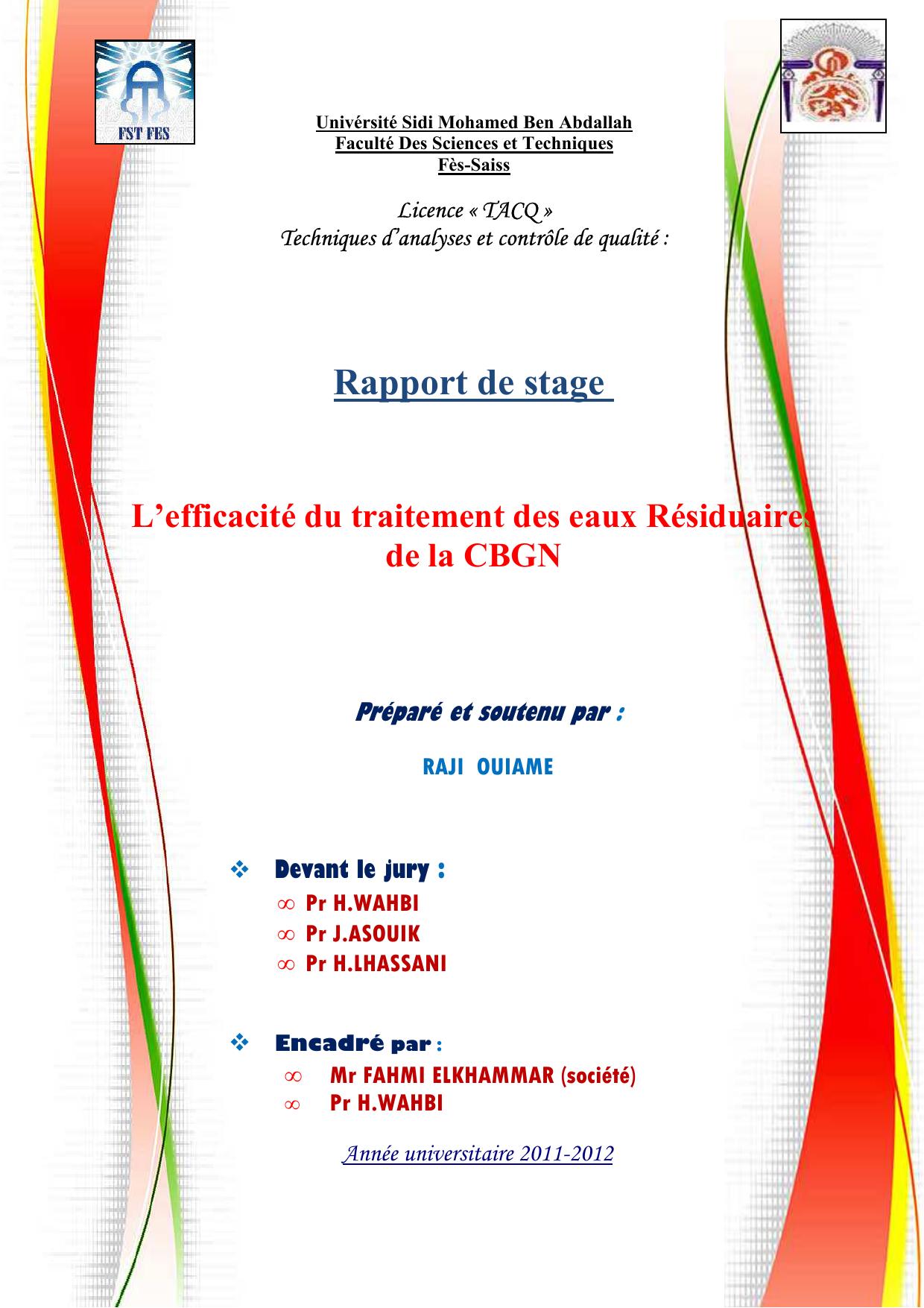 L’efficacité du traitement des eaux Résiduaires de la CBGN