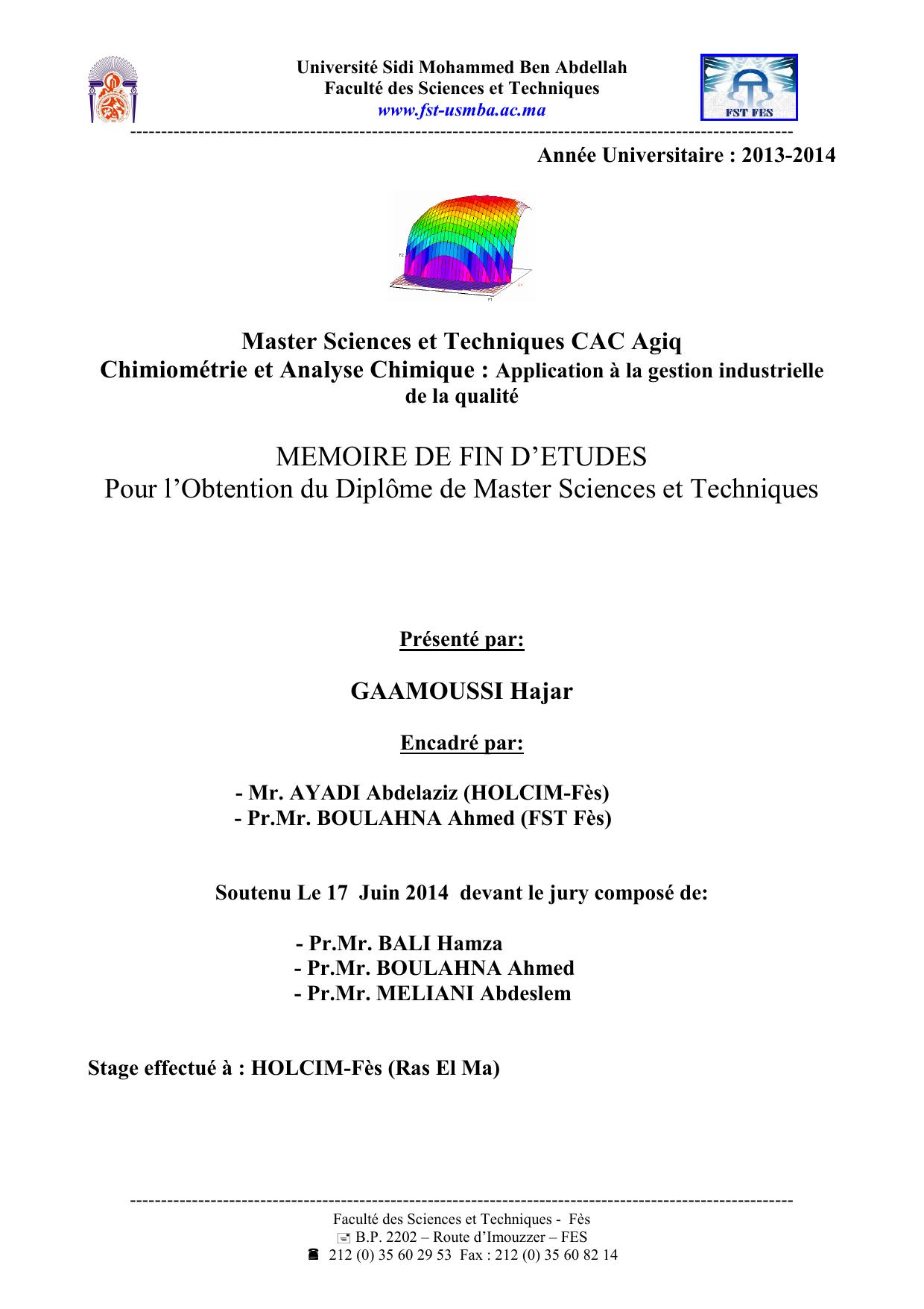 Etude granulométrique des tranches du clinker