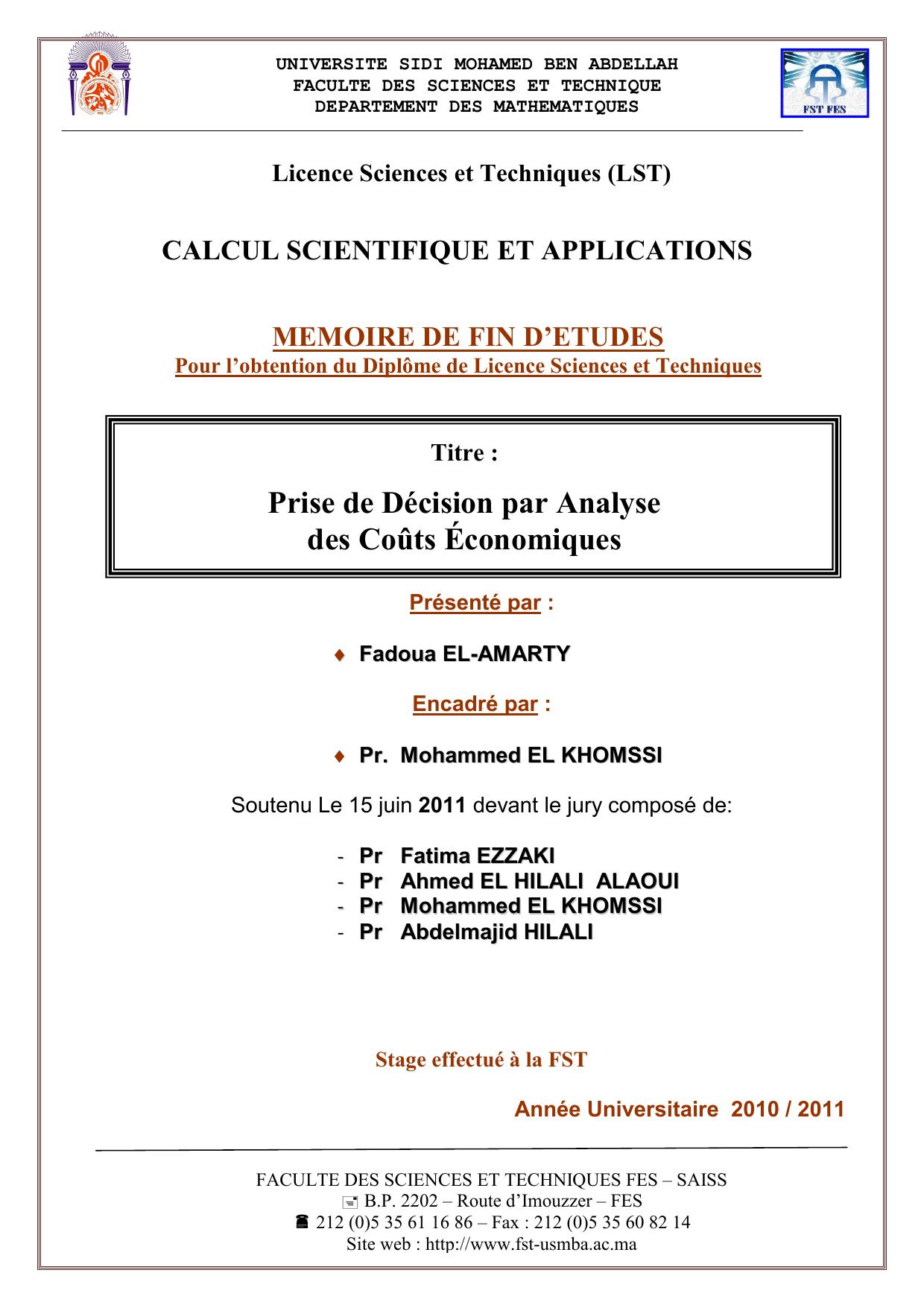 Prise de Décision par Analyse des Coûts Économiques