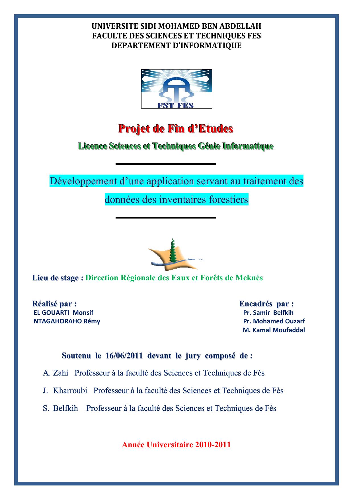 Développement d’une application servant au traitement des données des inventaires forestiers