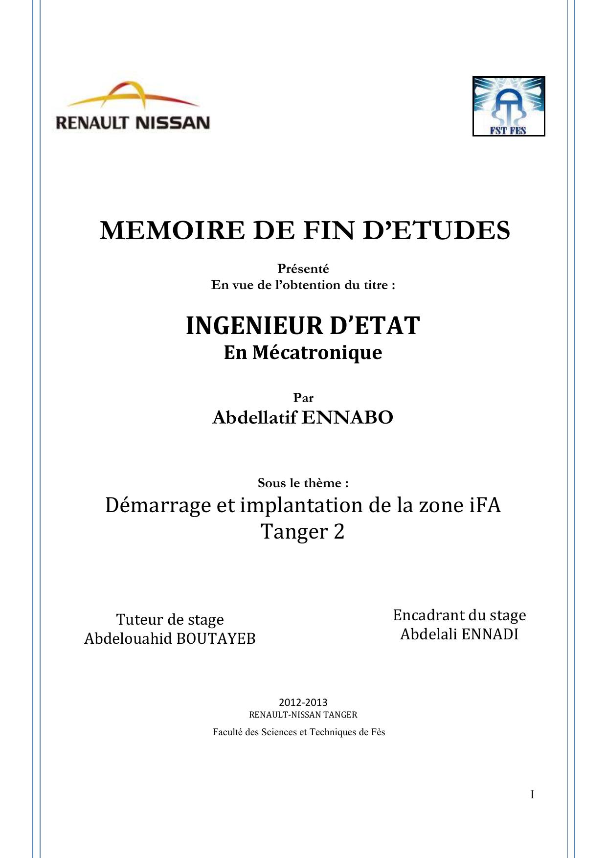 Démarrage et implantation de la zone iFA Tanger 2