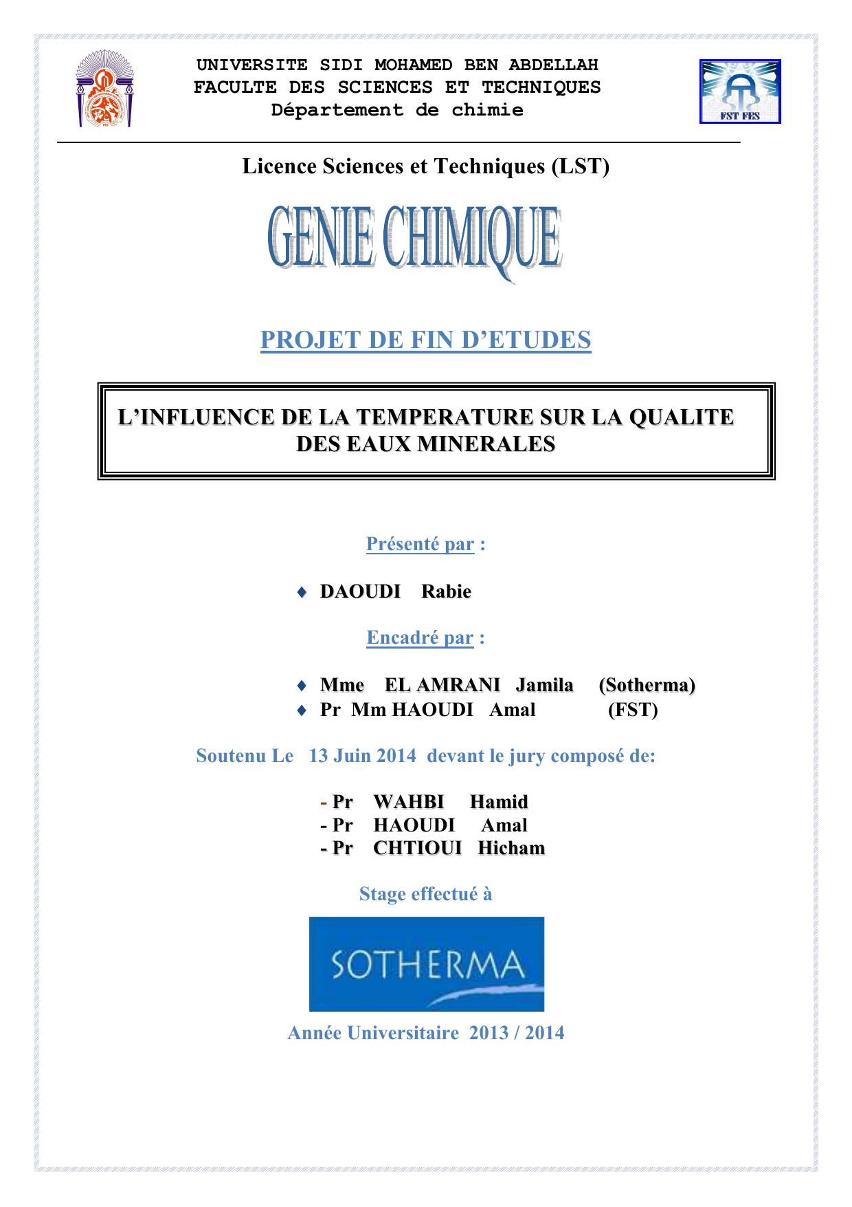 L’INFLUENCE DE LA TEMPERATURE SUR LA QUALITE DES EAUX MINERALES