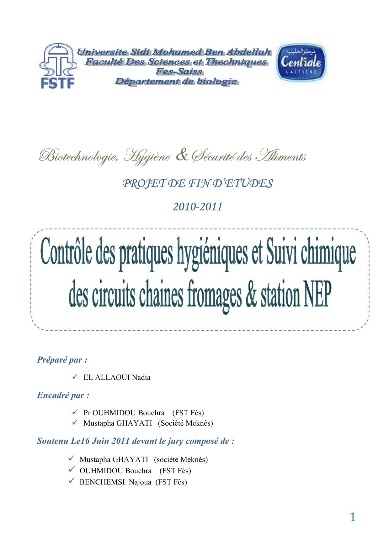 Contrôle des pratiques hygiéniques et suivi chimique des circuits chaines fromage et station NEP