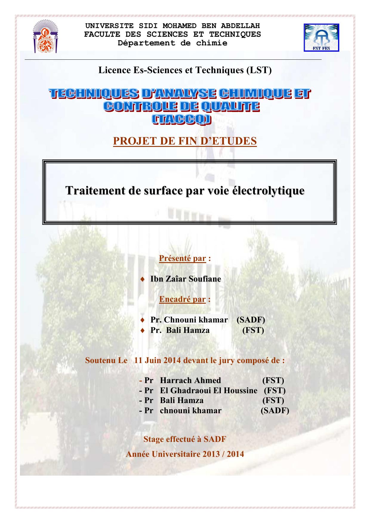 Traitement de surface par voie électrolytique