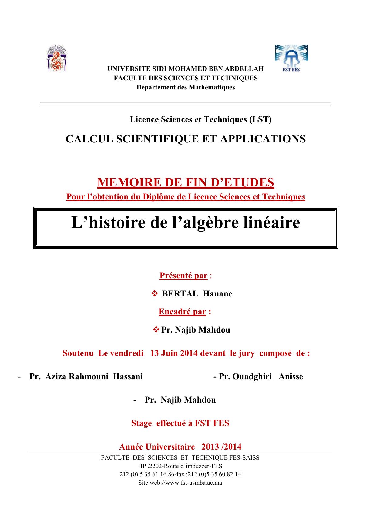 L’histoire de l’algèbre linéaire