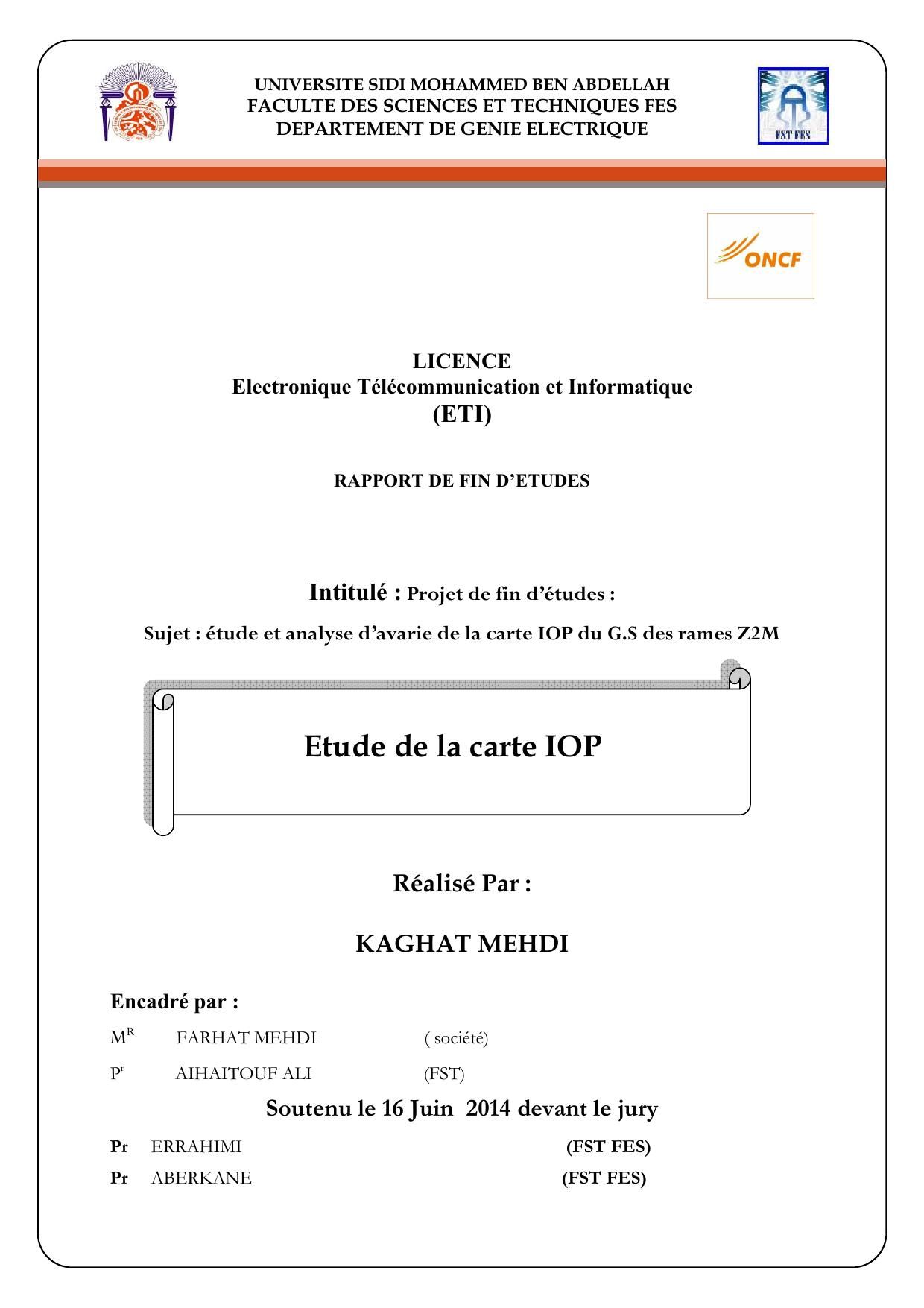 Etude de la carte IOP