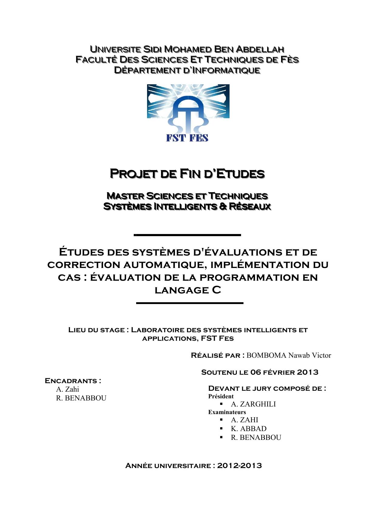 Études des systèmes d'évaluations et de correction automatique, implémentation du cas : évaluation de la programmation en langage C