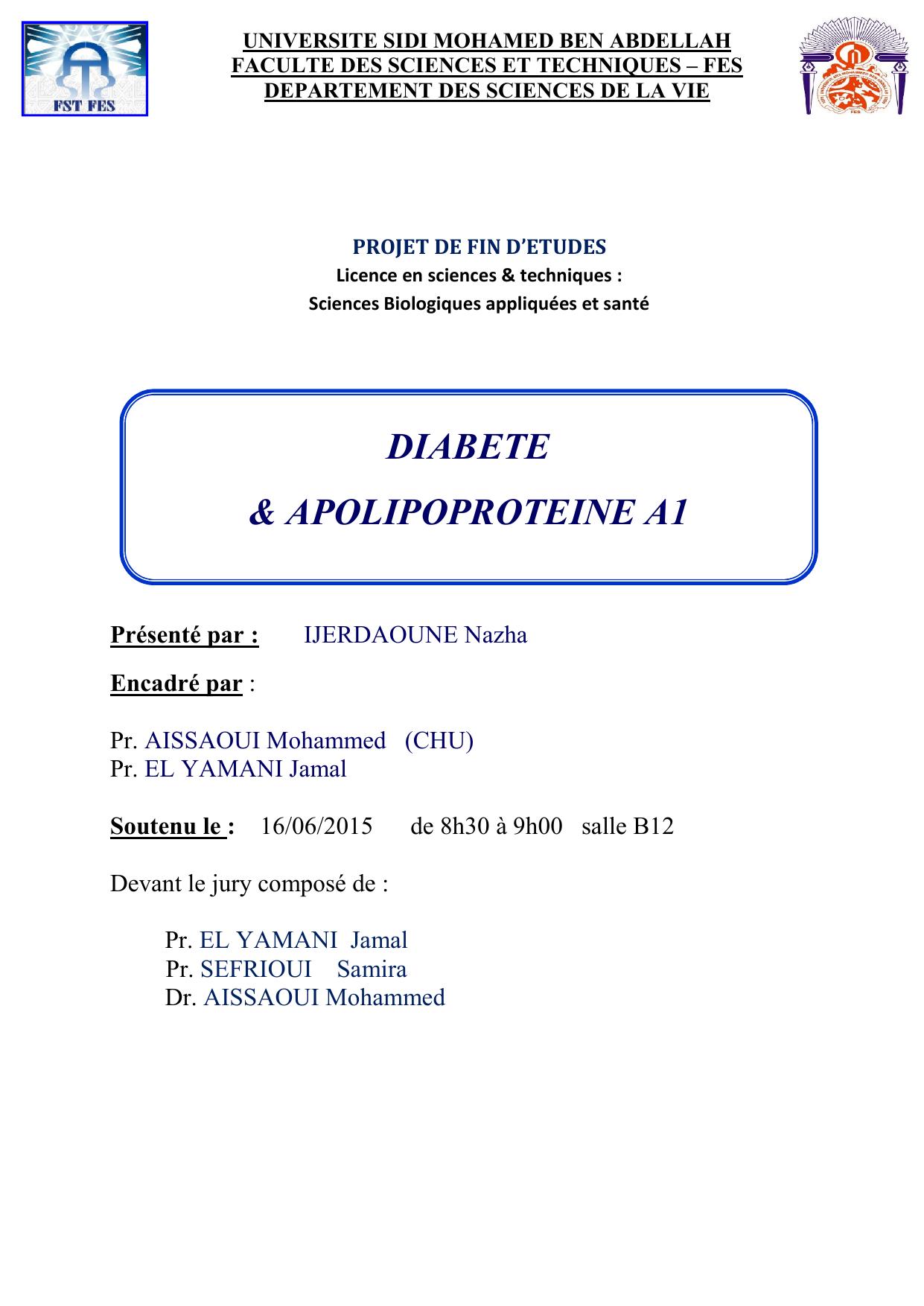 DIABETE & APOLIPOPROTEINE A1