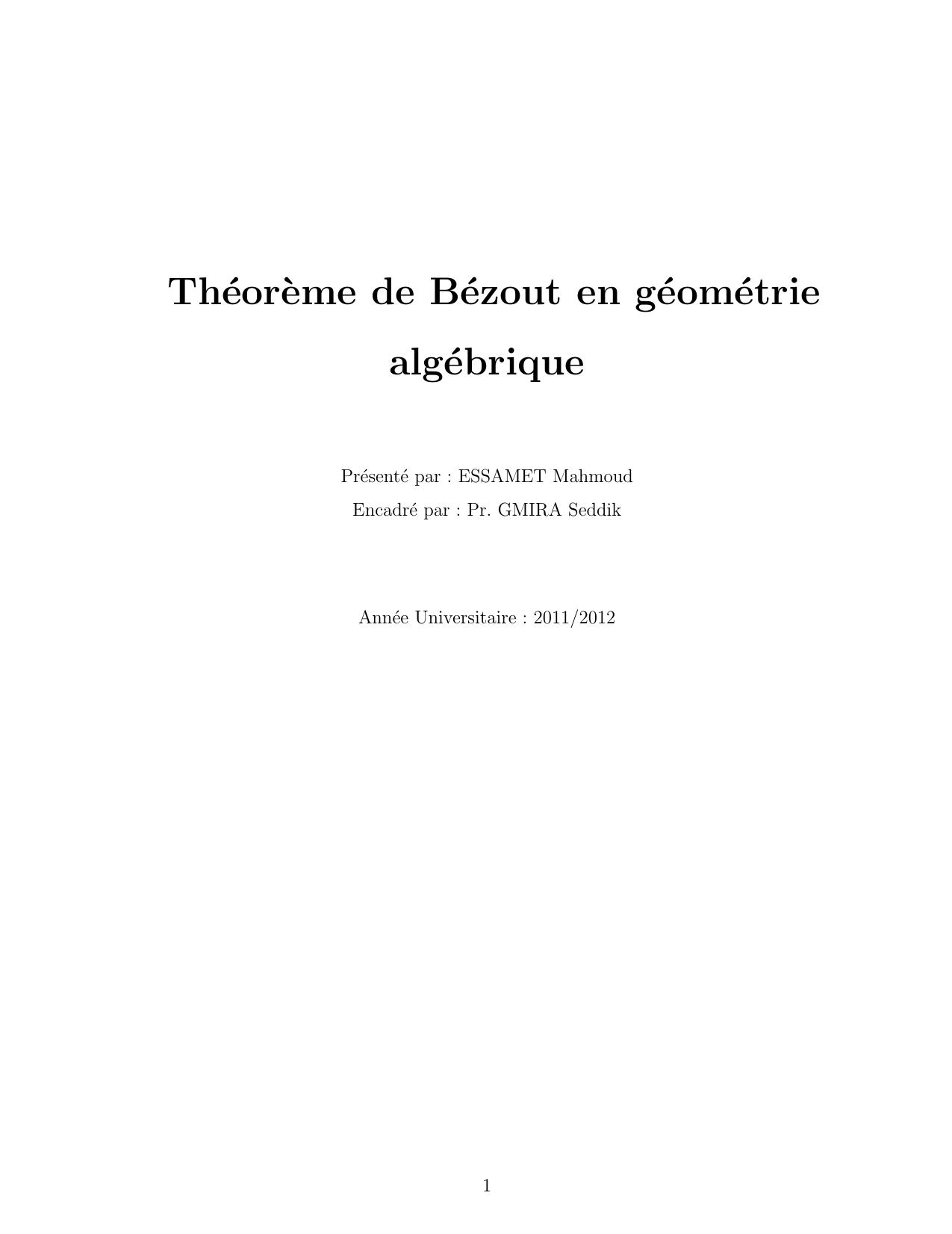 Theoreme de Bezout en geometrie