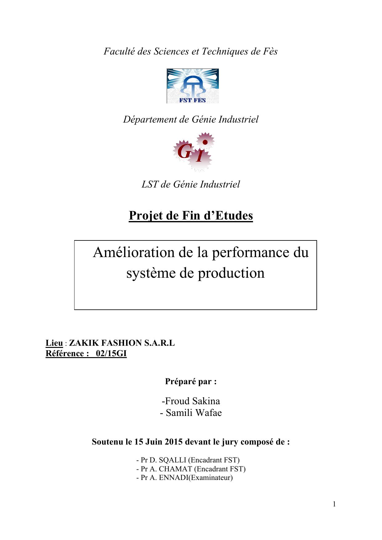 Amélioration de la performance du système de production