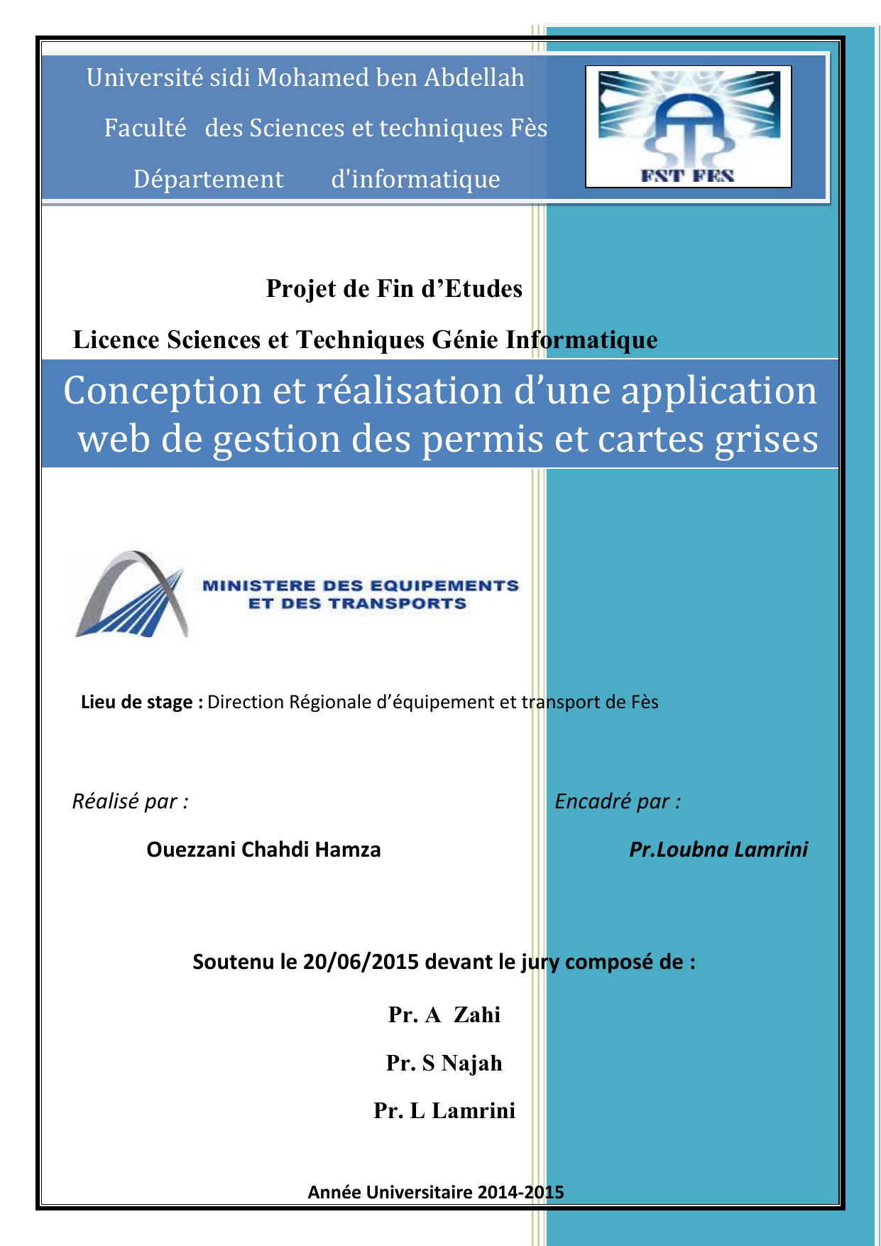 Conception et réalisation d’une application web de gestion des permis et cartes grises