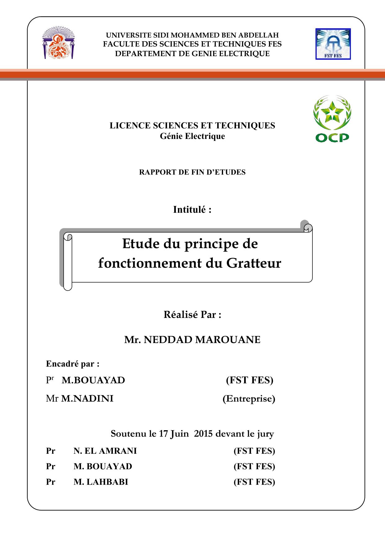 Etude du principe de fonctionnement du Gratteur