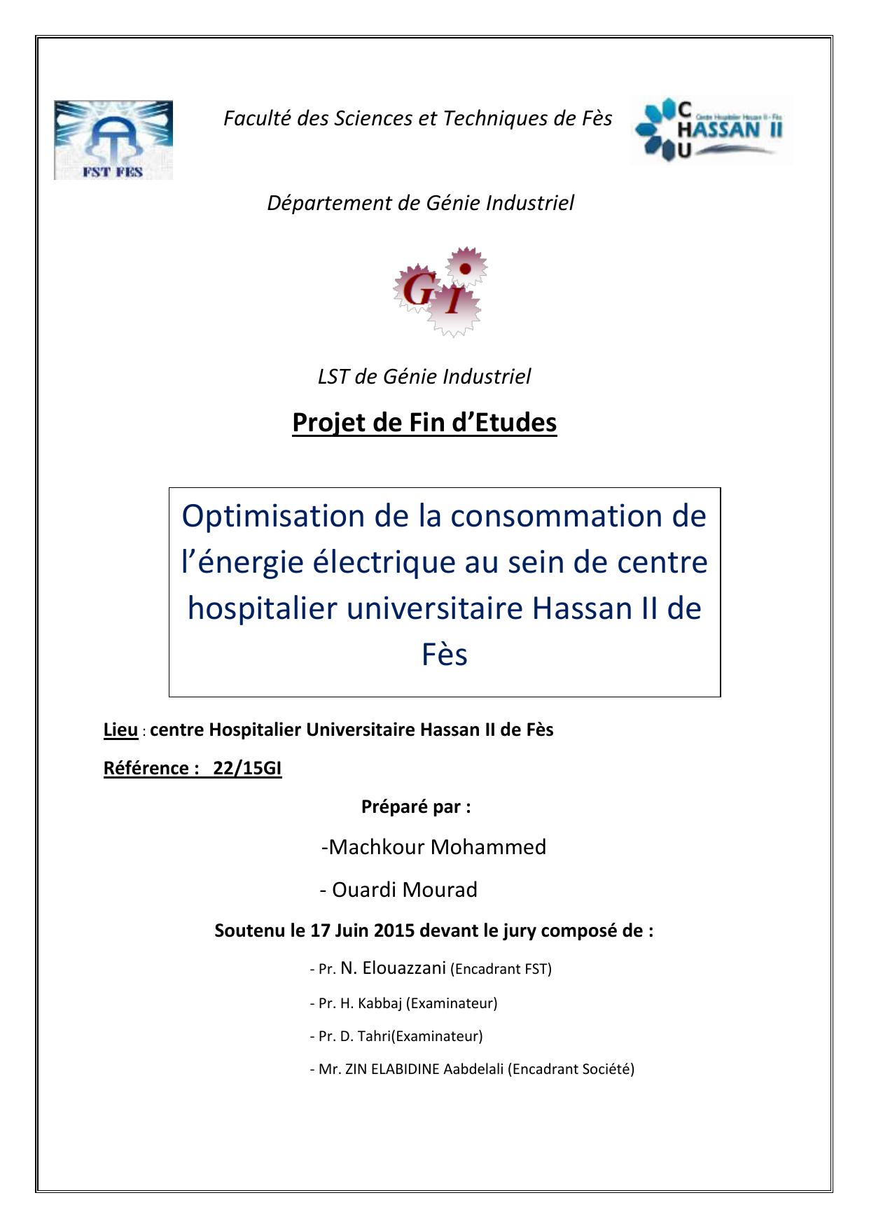 Optimisation de la consommation de l’énergie électrique au sein de centre hospitalier universitaire Hassan II de Fès