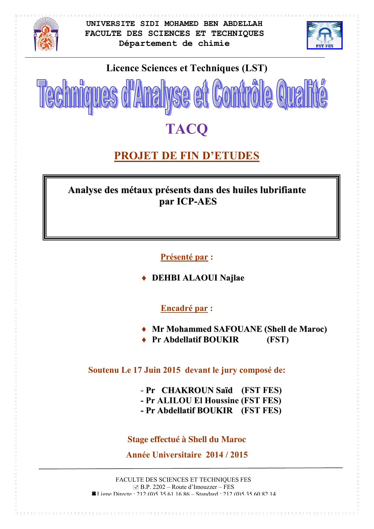 Analyse des métaux présents dans des huiles lubrifiante par ICP-AES