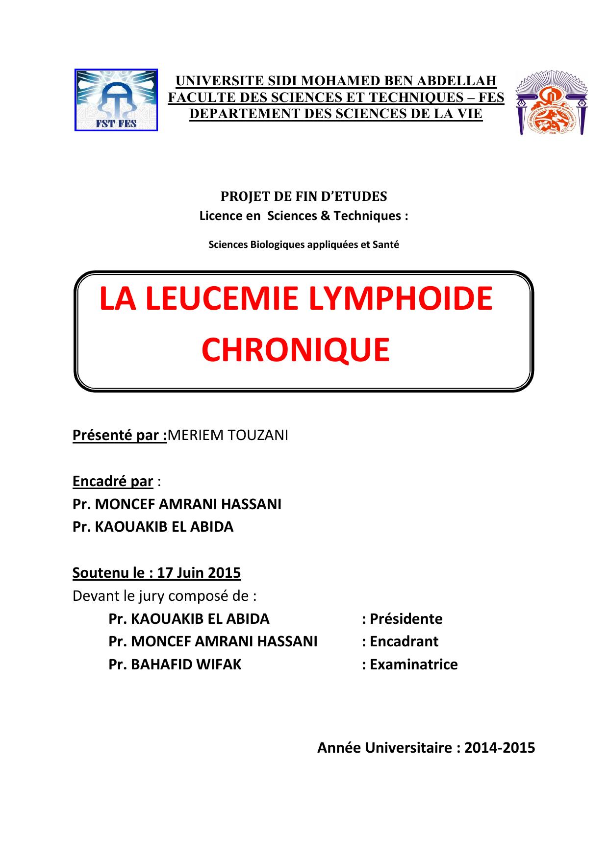 LA LEUCEMIE LYMPHOIDE CHRONIQUE