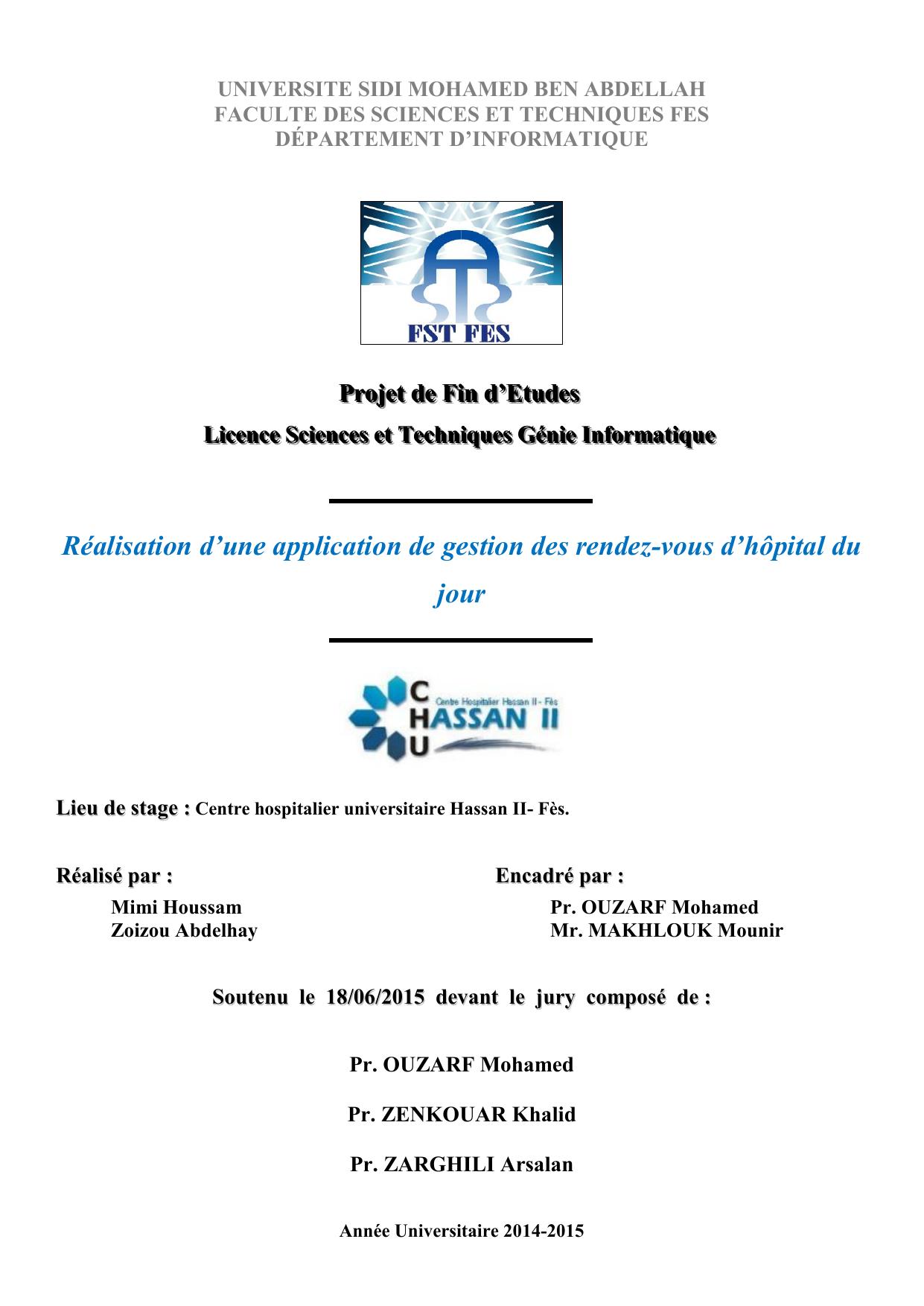 Réalisation d’une application de gestion des rendez-vous d’hôpital du jour